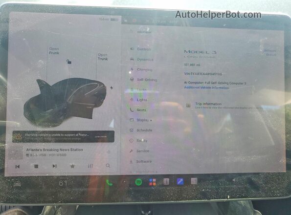5YJ3E1EA4JF045998 2018 TESLA MODEL Black Instrument cluster view