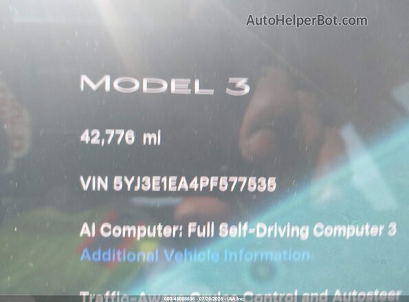 5YJ3E1EA4PF577535 2023 TESLA MODEL 3 White 