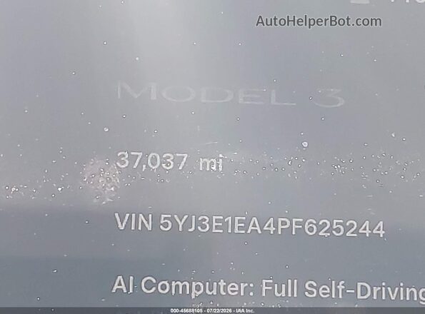 5YJ3E1EA4PF625244 2023 TESLA MODEL 3 Черный Вид задней части салона