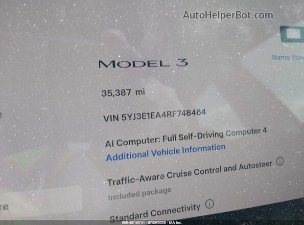 5YJ3E1EA4RF748464 2024 TESLA MODEL 3 Gray Rear seats view