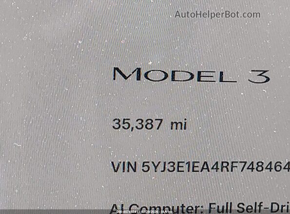 5YJ3E1EA4RF748464 2024 TESLA MODEL 3 Gray 360 interior view