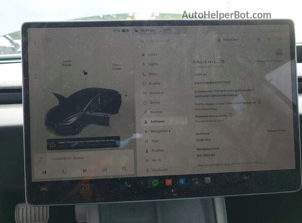 5YJ3E1EA4SF970296 2025 TESLA MODEL Gray Սարքավորումների վահանակի տեսք