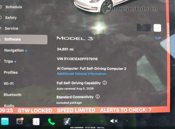 5YJ3E1EA5PF579116 2023 TESLA MODEL 3 White Widok tylnych siedzeń