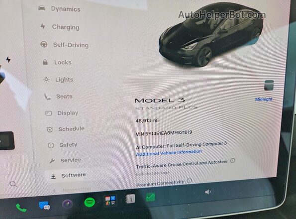 5YJ3E1EA6MF921619 2021 TESLA MODEL Black ხელსაწყოთა პანელის ხედი