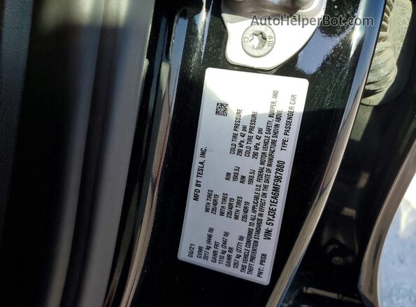 5YJ3E1EA6MF987880 2021 TESLA MODEL Черный Вид подкапотного пространства
