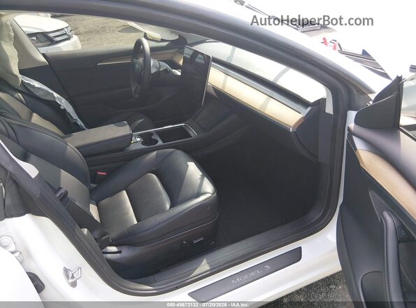 5YJ3E1EA6NF168269 2022 TESLA MODEL 3 Белый Вид салона спереди