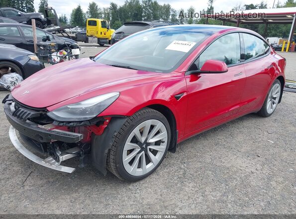 5YJ3E1EA6NF359304 2022 TESLA MODEL 3 Red Vista tres cuartos delantera izquierda