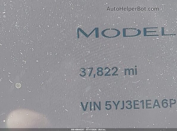 5YJ3E1EA6PF573261 2023 TESLA MODEL 3 Белый Вид задней части салона