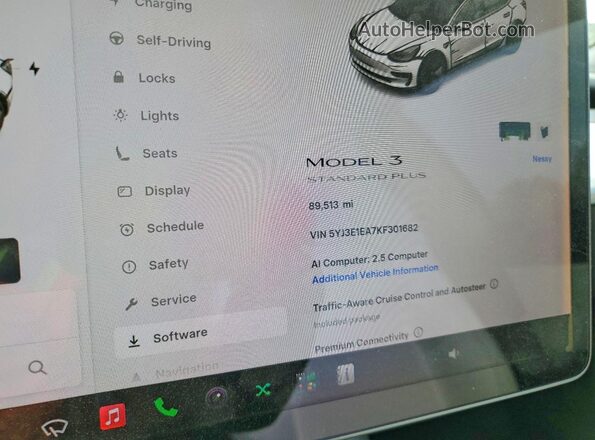 5YJ3E1EA7KF301682 2019 TESLA MODEL Black ხელსაწყოთა პანელის ხედი
