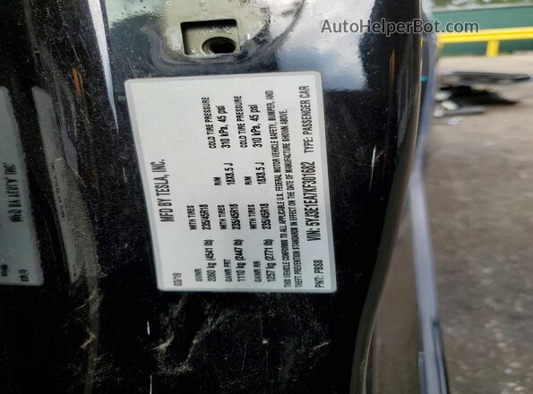 5YJ3E1EA7KF301682 2019 TESLA MODEL Black VIN კოდის სტიკერის ხედი