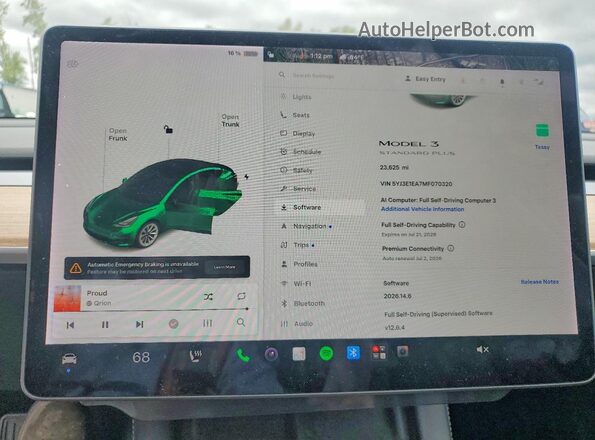 5YJ3E1EA7MF070320 2021 TESLA MODEL White Вид щитка приладів