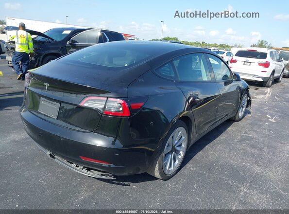 5YJ3E1EA7NF189258 2022 TESLA MODEL 3 Black უკანა მარჯვენა