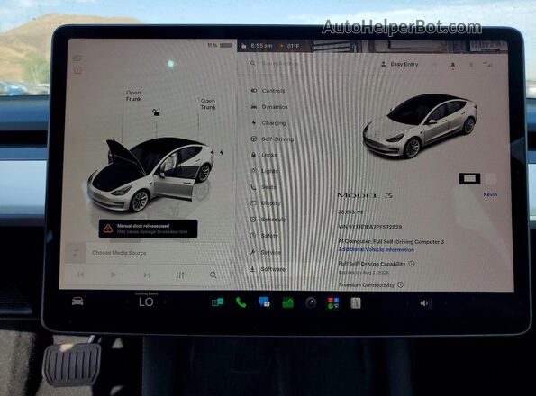 5YJ3E1EA7PF572829 2023 TESLA MODEL Белый Вид щитка приборов