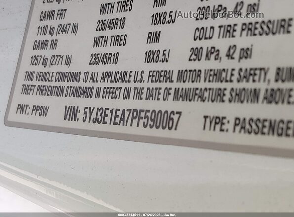 5YJ3E1EA7PF590067 2023 TESLA MODEL 3 Белый Вид подкапотного пространства