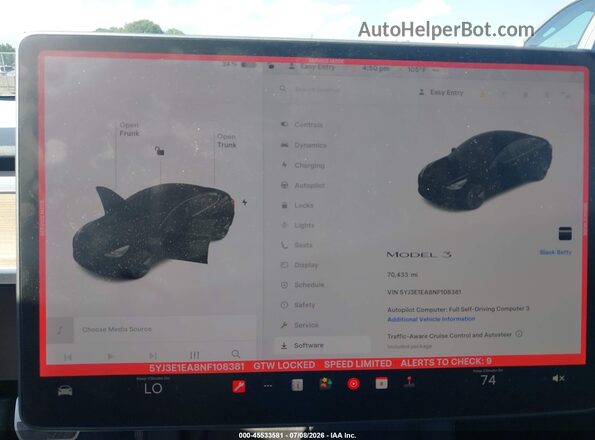 5YJ3E1EA8NF108381 2022 TESLA MODEL 3 Черный 