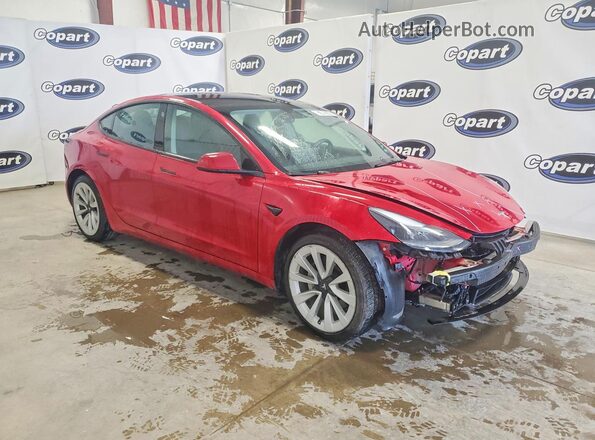 5YJ3E1EA8NF290387 2022 TESLA MODEL Red Delantero derecho