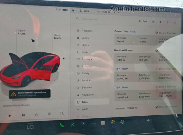 5YJ3E1EA8NF320665 2022 TESLA MODEL Gray Սարքավորումների վահանակի տեսք
