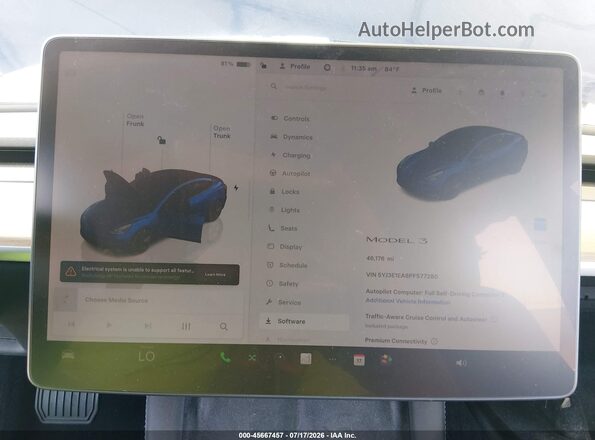 5YJ3E1EA8PF577280 2023 TESLA MODEL 3 Blue 