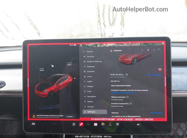 5YJ3E1EA9LF739640 2020 TESLA MODEL 3 Red Rear seats view