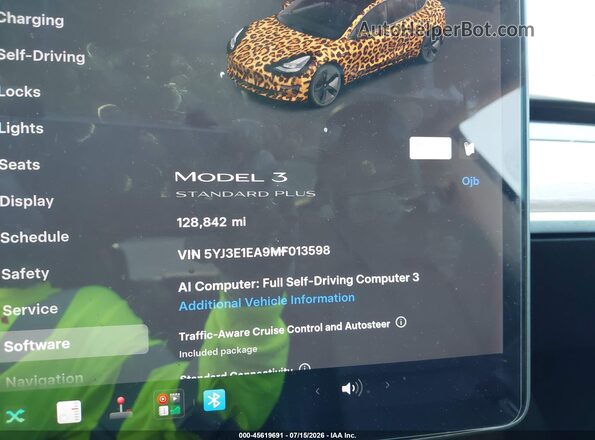 5YJ3E1EA9MF013598 2021 TESLA MODEL 3 Синий Вид задних сидений