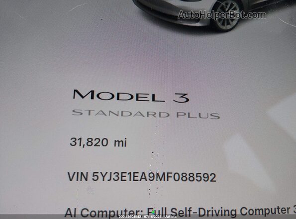 5YJ3E1EA9MF088592 2021 TESLA MODEL 3 White 