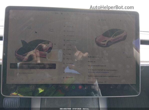 5YJ3E1EA9NF309299 2022 TESLA MODEL 3 Белый 