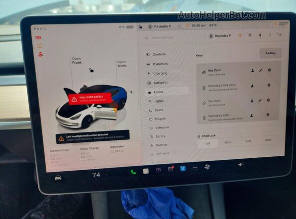5YJ3E1EA9PF598249 2023 TESLA MODEL White Vista del cuadro de instrumentos
