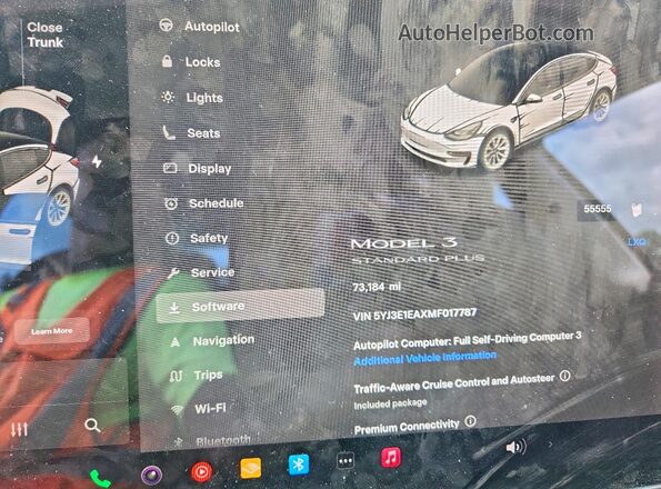 5YJ3E1EAXMF017787 2021 TESLA MODEL White Սարքավորումների վահանակի տեսք