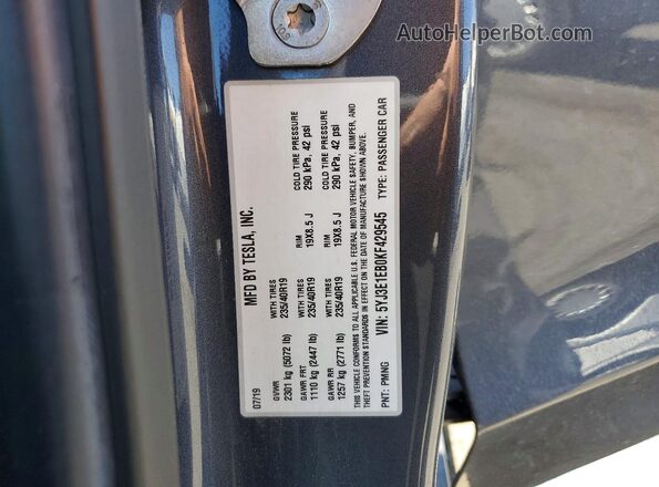 5YJ3E1EB0KF429545 2019 TESLA MODEL Charcoal Շարժիչի բաժամունքի տեսք