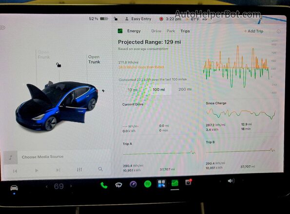 5YJ3E1EB0KF437340 2019 TESLA MODEL Blue Սարքավորումների վահանակի տեսք