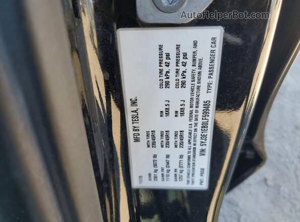 5YJ3E1EB0LF599485 2020 TESLA MODEL Black Вид підкапотного простору
