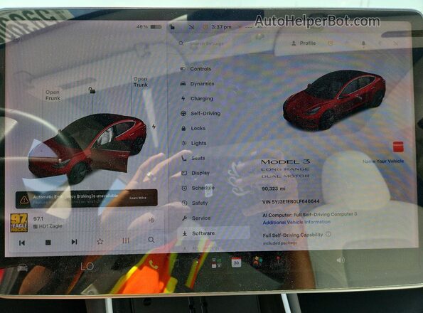 5YJ3E1EB0LF646644 2020 TESLA MODEL Red Սարքավորումների վահանակի տեսք