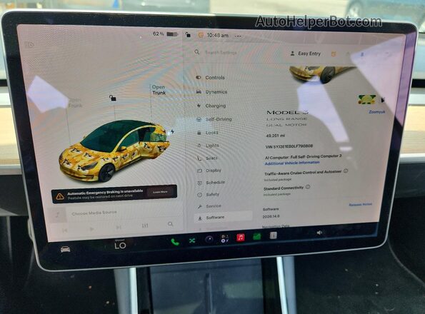 5YJ3E1EB0LF790808 2020 TESLA MODEL Белый Вид щитка приборов