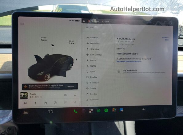 5YJ3E1EB0MF983543 2021 TESLA MODEL Серый Вид щитка приборов