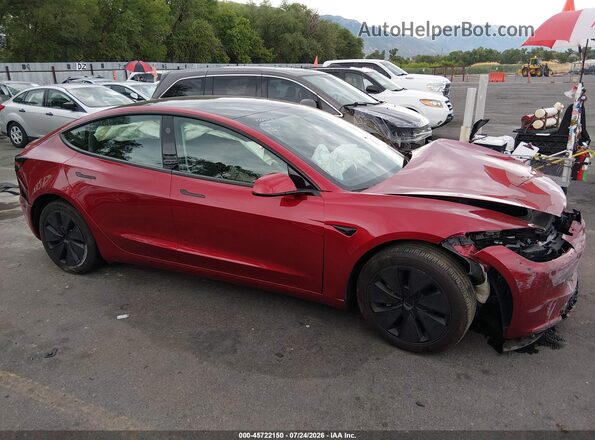 5YJ3E1EB0RF730973 2024 TESLA MODEL 3 Burgundy Instrument cluster view