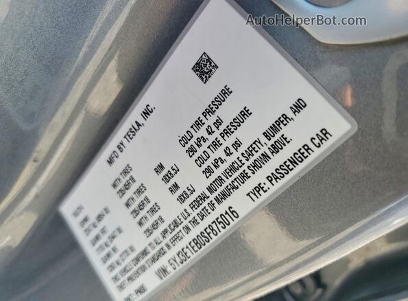 5YJ3E1EB0SF875016 2025 TESLA MODEL Silver ძრავის განყოფილების ხედი