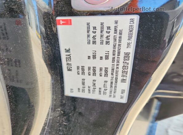 5YJ3E1EB1JF183846 2018 TESLA MODEL Black VIN sticker view