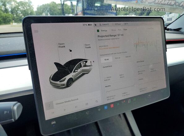 5YJ3E1EB1MF925215 2021 TESLA MODEL Белый Вид щитка приборов