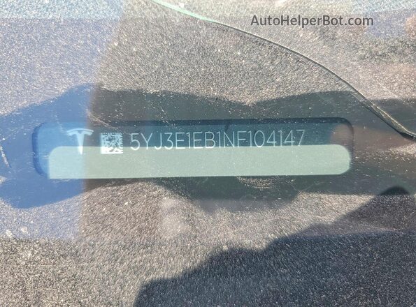 5YJ3E1EB1NF104147 2022 TESLA MODEL Blue Շարժիչի բաժամունքի տեսք