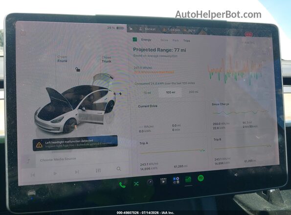 5YJ3E1EB1NF202739 2022 TESLA MODEL 3 Белый Вид задних сидений
