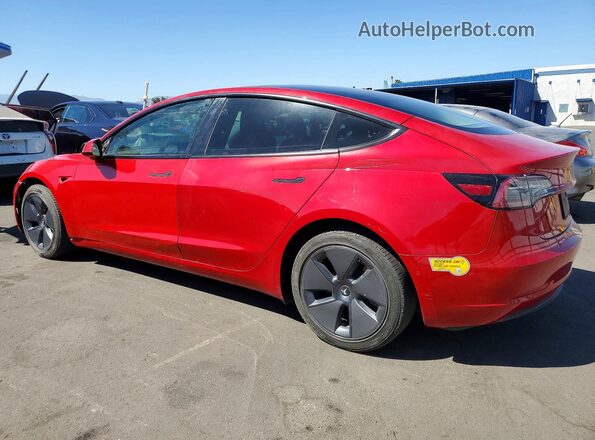5YJ3E1EB1NF273763 2022 TESLA MODEL Red უკანა მარცხენა