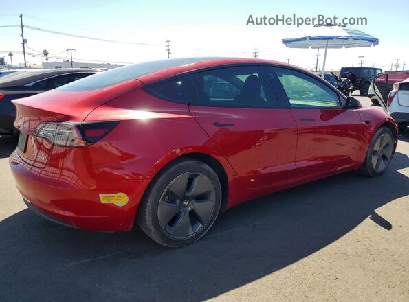5YJ3E1EB1NF273763 2022 TESLA MODEL Red უკანა მარჯვენა