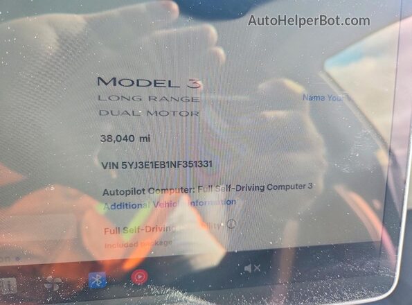 5YJ3E1EB1NF351331 2022 TESLA MODEL Черный Вид щитка приборов