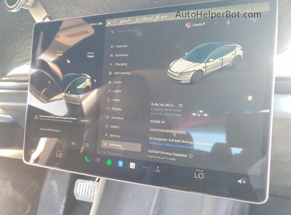 5YJ3E1EB1RF770835 2024 TESLA MODEL Red Вид щитка приладів