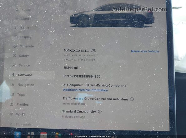5YJ3E1EB1SF894870 2025 TESLA MODEL 3 Gray Вид задніх сидінь