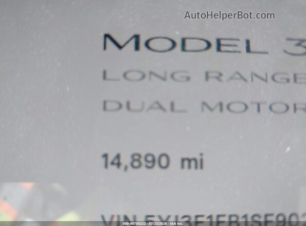 5YJ3E1EB1SF902174 2025 TESLA MODEL 3 Dark Blue Панорамный вид салона 360°