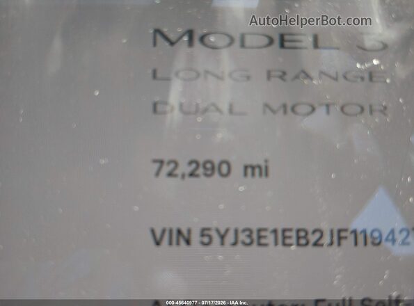5YJ3E1EB2JF119427 2018 TESLA MODEL 3 Серый 