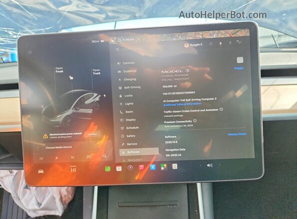 5YJ3E1EB2KF209954 2019 TESLA MODEL Gray Instrument cluster view