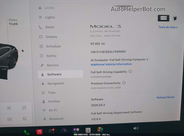 5YJ3E1EB2LF599990 2020 TESLA MODEL 3 Black Widok tylnych siedzeń