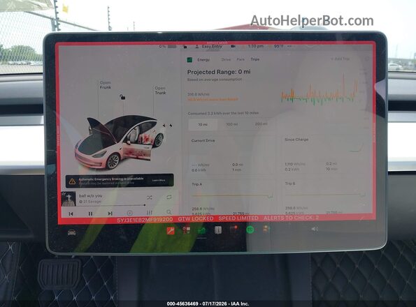 5YJ3E1EB2MF919200 2021 TESLA MODEL 3 Белый Вид задних сидений